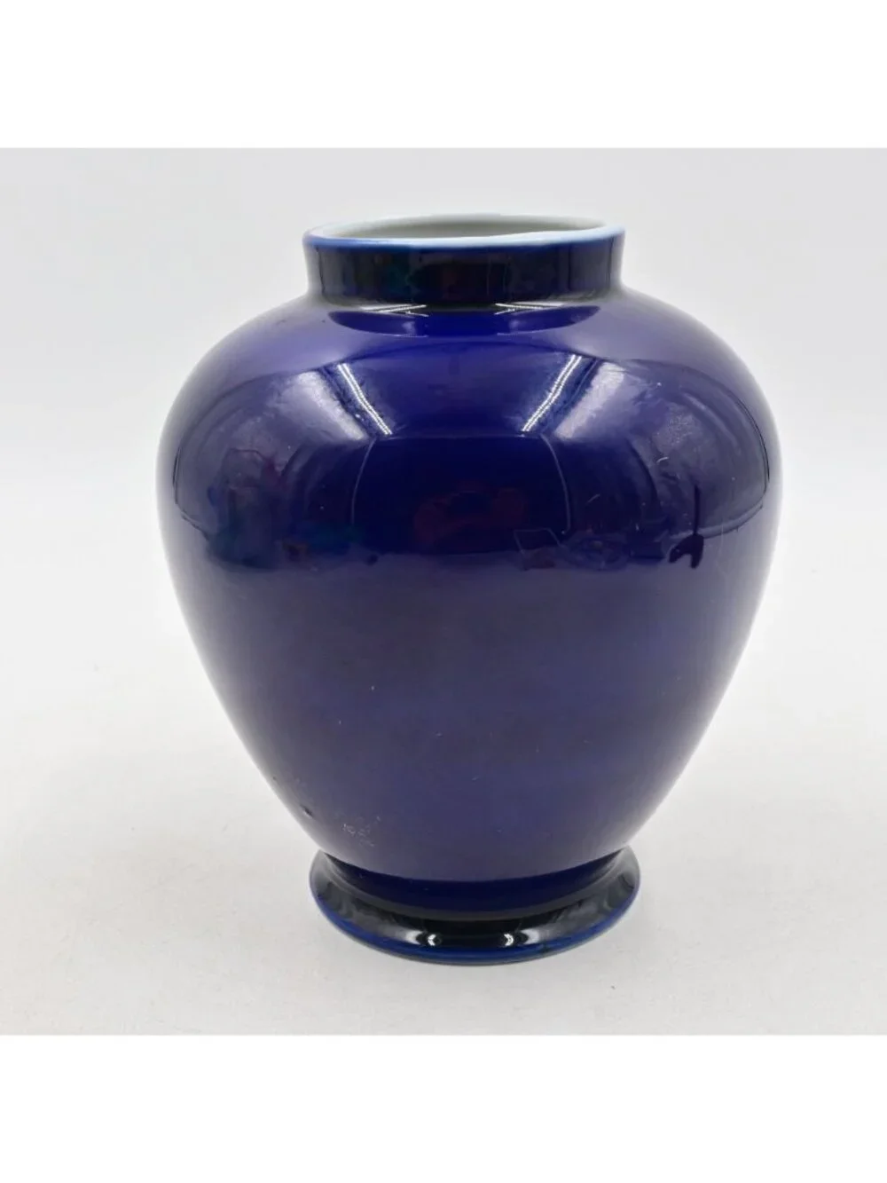 Vintage Japanese Pottery of Kyo Porcelain Vase Cobalt Blue Red Berries Leaf 6